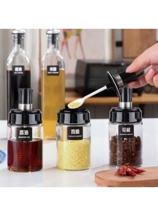 جروب تايجر مجموعة مكونة من زجاجتين زيت وخل 500 مل و 3 عبوات توابل مع ملاعق - Image 4